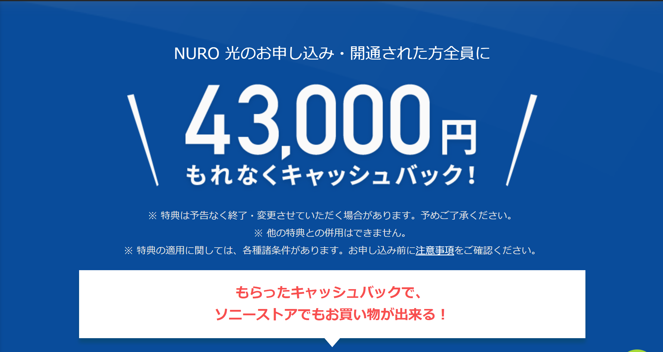 NURO光　キャンペーン　43000円